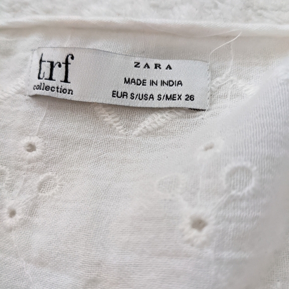 ZARA white eyelet CROSSOVER wrap TOP WITH CUTWORK EMBROIDERY trf small boho chic - Picture 12 of 15